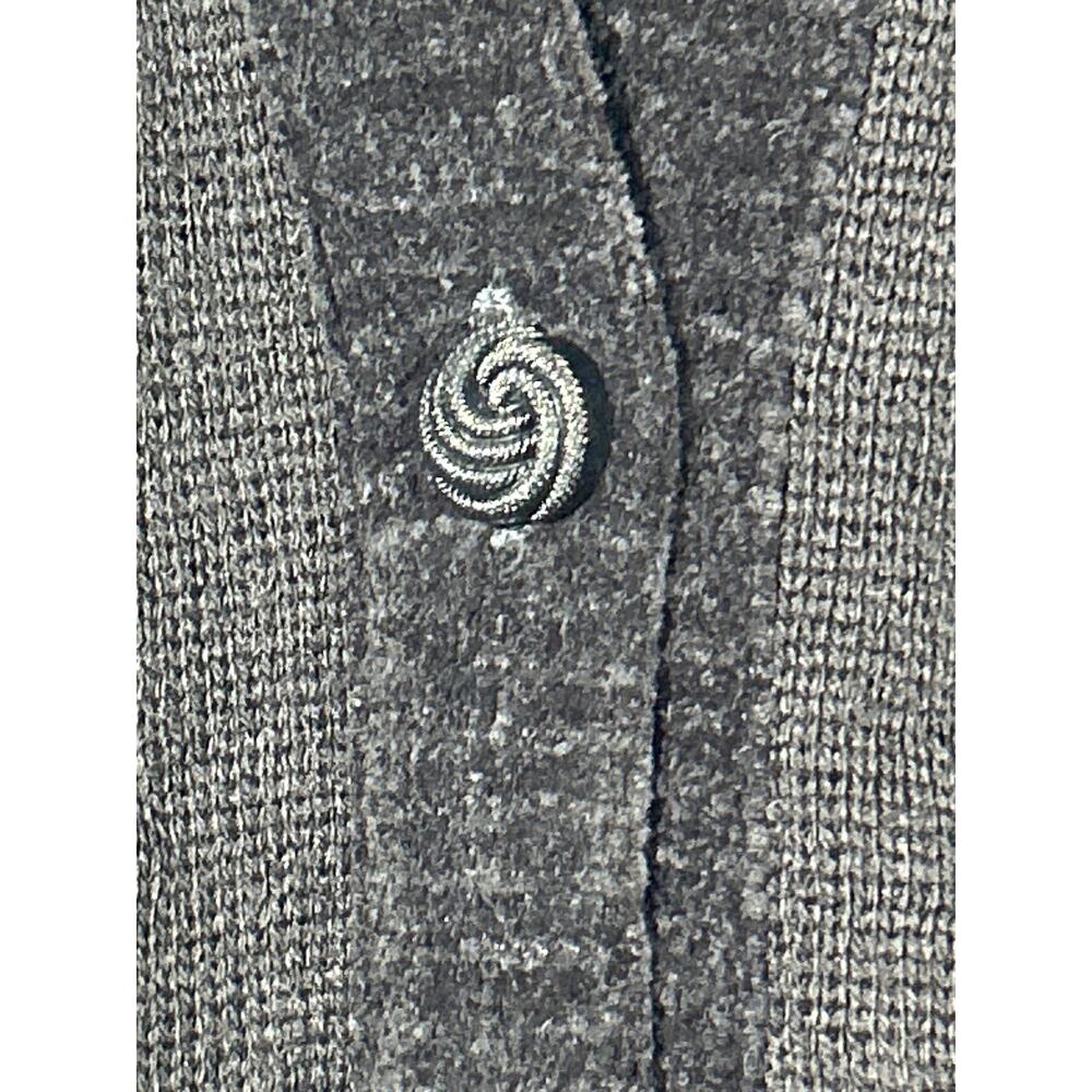 Pendleton Cardigan Sweater Medium Black Pure Virgin Wool Striped Trim Vintage - Picture 4 of 9